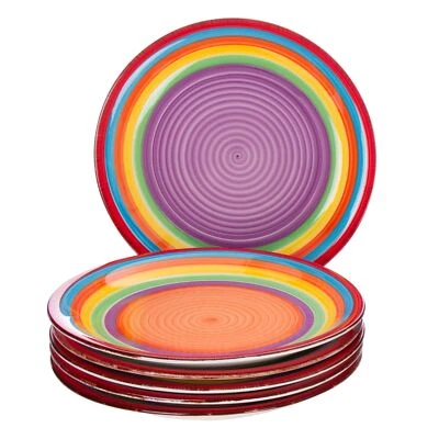 6-tlg. Tellerset Ibiza Speiseteller rund kunterbunte Servierplatten Essteller - Bild 1 von 4