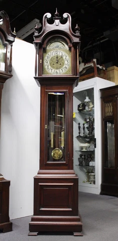 Antique OSCAR ONKEN Long Case Mahogany Grandfather Clock. PAPER LABEL. 95"T.1906 Cover