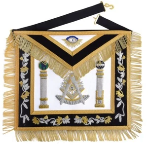 Past Master Blue Lodge California Regulation Schürze - Schwarz & Gold Handstickerei - Bild 1 von 6
