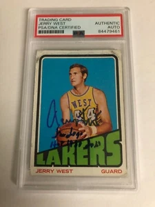 Tarjeta Topps de 1972 autografiada de Jerry West con inscripción el logotipo y firmada por el servicio público de la Corte - Imagen 1 de 5