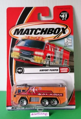 RARO 2001 MATCHBOX SUPERFAST AIRPORT PUMPER FIRE TRUCK Scala 1:64ca 41di75 Rare - Immagine 1 di 2