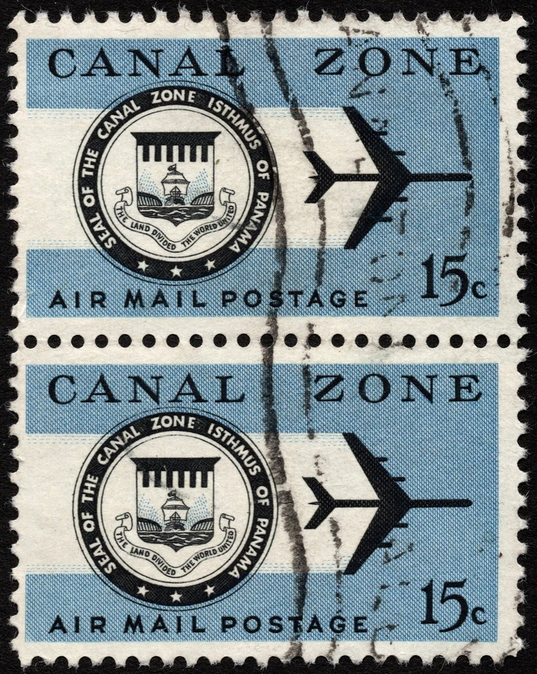 Canal Zone - 1965 - 15 Cents Canal Zone Seal & Jet Plane Airmail Issue #C44 Pair - Image 1 of 1