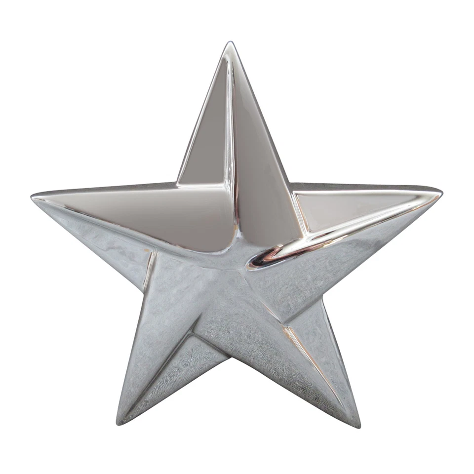 Set Di 3 Pezzi In Ceramica A Stella Origami 8,5 Cm, Argento - Immagine 1 di 1