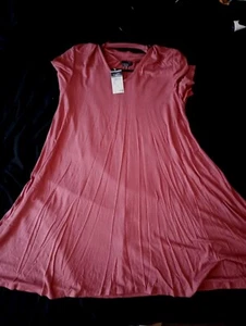 Rue 21 Summer Dress Women’s LG Brown Short Slv A Line Rayon Spandex & Comfy NWT - Picture 1 of 17