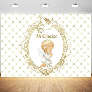 Mi Bautizo Backdrop 5x3ft Baptism Party Banner for Boys or Girls - Picture 1 of 6