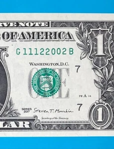 November 12, 2002 / 11 December 2002 : G 11122002 B BIRTHDAY $1 One Dollar Bill - Picture 1 of 3