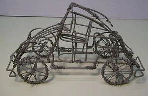 Vintage Wire Metal Car Art Figure Automobile Sculpture - Picture 1 of 12