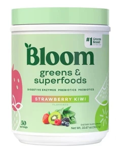 Bloom Greens & Superfoods, polvo con sabor a kiwi fresa, 50 porciones - Imagen 1 de 3