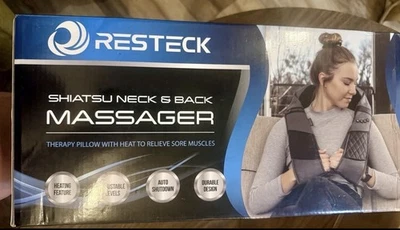 Massageador Corporal Pescoço, Costas com Calor, Preto com Couro Cinza - NOVO - Imagem 1 de 4