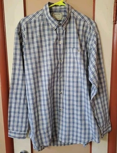 Henry Hill H L Clue Shirt Mens Large Beige Blue Check Button Down Long Sleeve - Picture 1 of 4