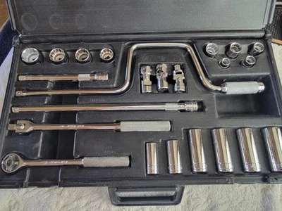 NEW Open Box S-K Tools 23pc 3/8" dr. General Service Socket Set Blk Plastic Case - Image 1 of 4