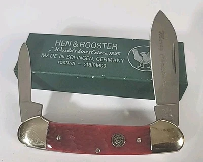 Cuchillo Solingen Alemania Canoa Roja Gallina y Gallo Bertram Inoxidable 252-RPB Cubiertos Foto 1 de 4
