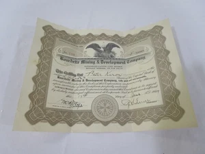 Certificado de acciones 1929 Bourdette Mining & Development Co. - 5 acciones ----- ¡Genial! - Imagen 1 de 2