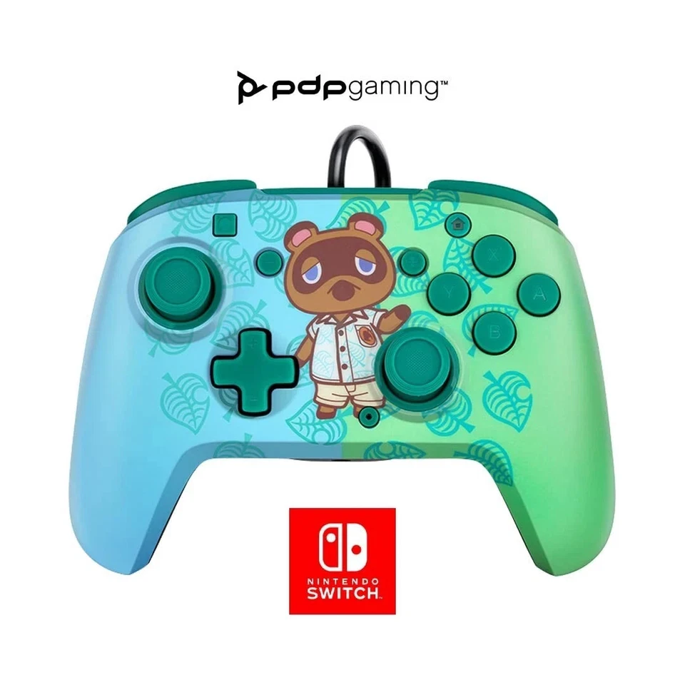 PDP Faceoff Deluce Audio Wired Nintendo Switch Controller - Tom Nook Blue/Green™ - Image 1 of 4