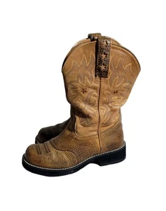 Ariat Fatbaby Saddle Western Boot donna 6B pelle marrone stile pull on 16705 - Foto 1 di 9
