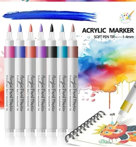 12 Colours Acrylic Paint Pens for Rock Painting Wood Ceramic Fabric Metal Canvas - Picture 1 of 9