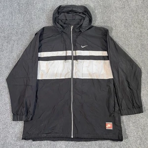 Vintage Nike Windbreaker Jacke Herren Größe Large Kapuze durchgehender Reißverschluss Kordelzug Nylon - Bild 1 von 16