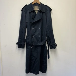 Gabardina St Michael para hombre talla 38 chaqueta vintage negra forrada con cinturón - Imagen 1 de 11