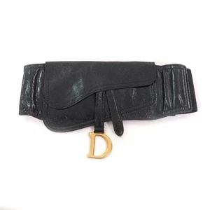 beautiful Christian Dior B0049CNOH Saddle Pouch Leather Belt Waist Bag Black - Picture 1 of 10