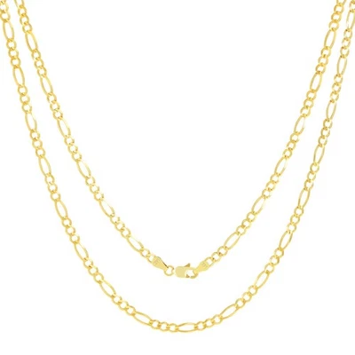 14K Amarillo Oro Sólido 3.5mm Figaro Collar Eslabones Colgante Hombre Mujer - Imagen 1 de 4