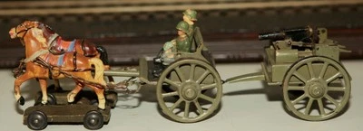LINEOL ELASTOLIN HAUSER 7.5 CM FIGURE CASION WITH MACHINE GUN & FIGURES - Image 1 of 4