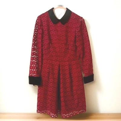 Vestido Jill Jill Stuart Rojo Encaje Borde Negro Mujer Talla 6 Fiesta Ajustado Floral Nuevo con Etiquetas Foto 1 de 4