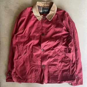 J.Crew Jacket Mens XL Red Barn Canvas Corduroy Collar Plaid Lined Button Front - Picture 1 of 5