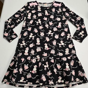 Gymboree Girls Paris Fashion Poodle Long Sleeve Cotton Dress Size 10 Tres Chic - Picture 1 of 6