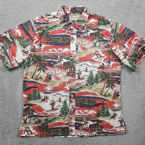 Reyn Spooner Mele Kalikimaka Shirt Mens XL Red Hawaiian Christmas Button Front - Picture 1 of 15