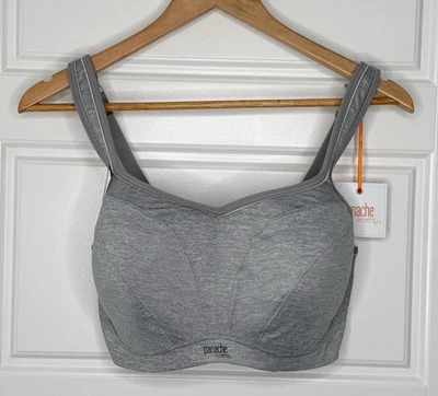 Sujetador deportivo Panache 5021 gris jaspeado nuevo con etiquetas 34B-34J EE. UU. con aros de alto impacto Foto 1 de 4