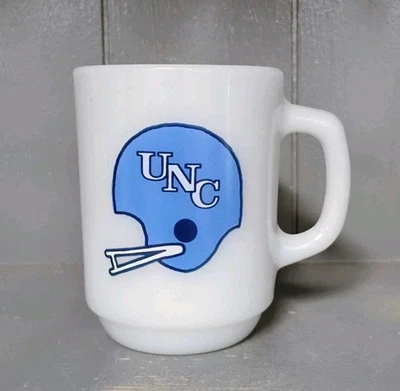 Taza vintage UNC Anchor Hocking vaso de leche Universidad de Carolina del Norte fútbol americano Foto 1 de 4