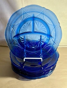 8 Hazel Atlas Blue Royal Lace 9 7/8" Grillplatten - Bild 1 von 1