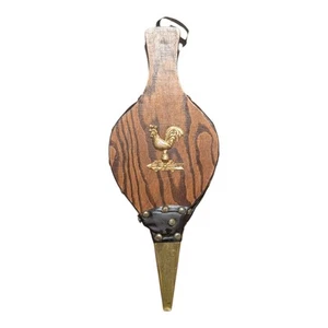 Vintage Kamin Blasebalg Holz Messing Hahn Dekor - Bild 1 von 2