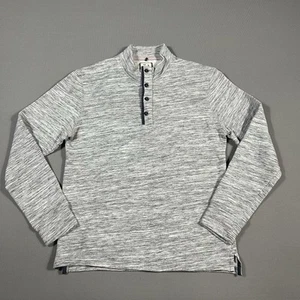 Relwen Loop Back Mock Neck Henley Herren Medium grau Baumwollmischung Langarm Polo - Bild 1 von 8