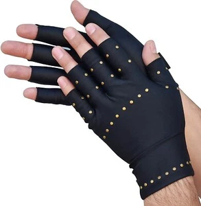 Copper Compression Gloves Rheumatoid Anti Arthritis Support Carpal Tunnel Relief - Picture 1 of 12