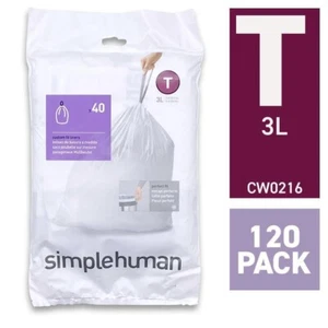 Simplehuman Bin Liners T Code t size T simple human bin bags Code T- Pack of 120 - Picture 1 of 1