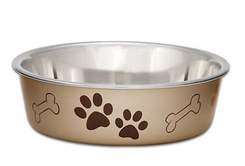 NEW Loving Pets Metallic Stainless Stee Bella Bowl, Medium, Champagne (Tan) - Image 1 of 2