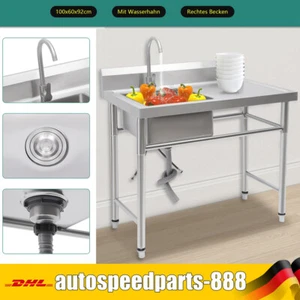 1 Becken Spültisch Edelstahlspüle Spülbecken Edelstahl Küche Spüle 100x61x 95cm - Bild 1 von 24