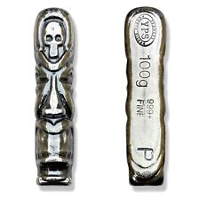 100 gram 999 Silver Bullion "Skull Tiki" by YPS Yeager's Poured Silver - YPS