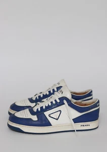Prada Blue/White Leather Downtown Low Top Sneakers Size 9 UK/ 10 US - Picture 1 of 9