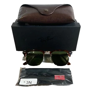 RAY BAN Sunglasses RB 3016 CLUBMASTER 145 Havana & Bronze Frame Green Lenses - Picture 1 of 8