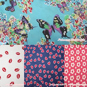 Farfalla Labbra Cuore Motivo Fiore Cucito Morbido Chiffon Artigianale Tessuto Panno 1Iarda - Foto 1 di 6