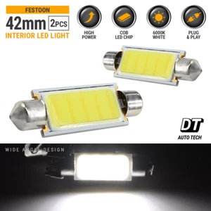 2x COB LED Map/Dome Interior Light Bulbs 6000K White 42 MM Festoon - Foto 1 di 6