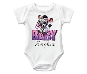 Süßer personalisierter Baby Body mitwachsend Hase Zebramuster - Bild 1 von 1