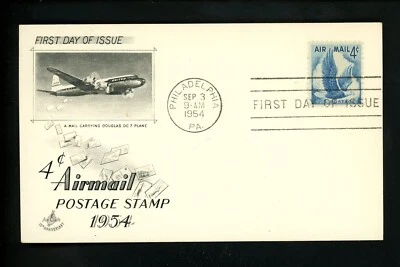 US FDC #C48 Artcraft Card M-5 1954 Philadelphia PA Bald Eagle in Flight  - Image 1 of 2