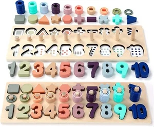 Wooden Number Puzzle for Toddler Activities - Montessori Toys for Toddlers Shape - Picture 1 of 8