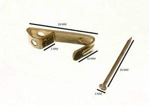 Einzelnes Bild Foto Hängehaken N0. 1 Eb Messing Beschichtet + Nadeln Packung 10 - Bild 1 von 1