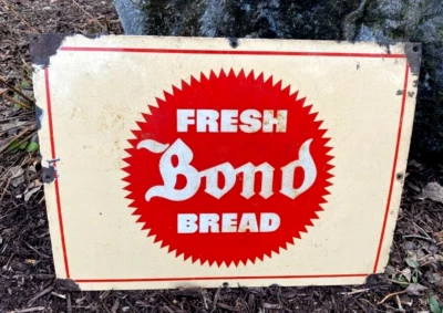 Vintage Antique Original Fresh Bond Bread Porcelain Sign 19" x 14" - Image 1 of 4