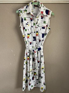 Vestido Prynts By Bleeker Street Jonathan Logan De Colección Años 70 Estilo Mondrian Estampado Talla S - Imagen 1 de 16