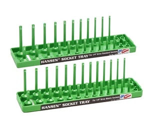 Hansen Global 1/4" Drive Socket Tray Holder Set Metric & SAE Standard Deep Green - Picture 1 of 8